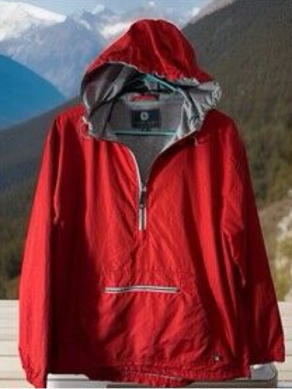 Lauren James Red Hooded Pullover Windbreaker